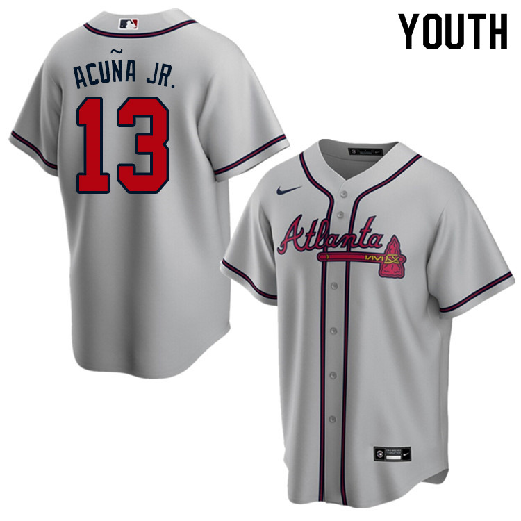 Nike Youth #13 Ronald Acuna Atlanta Braves Baseball Jerseys Sale-Gray